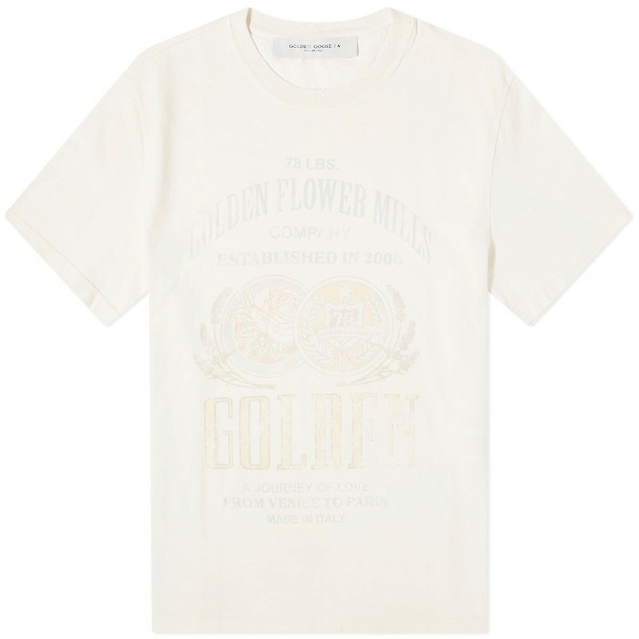 Photo: Golden Goose Men's Gauze Flower Mills Print T-Shirt in Heritage White/Multi