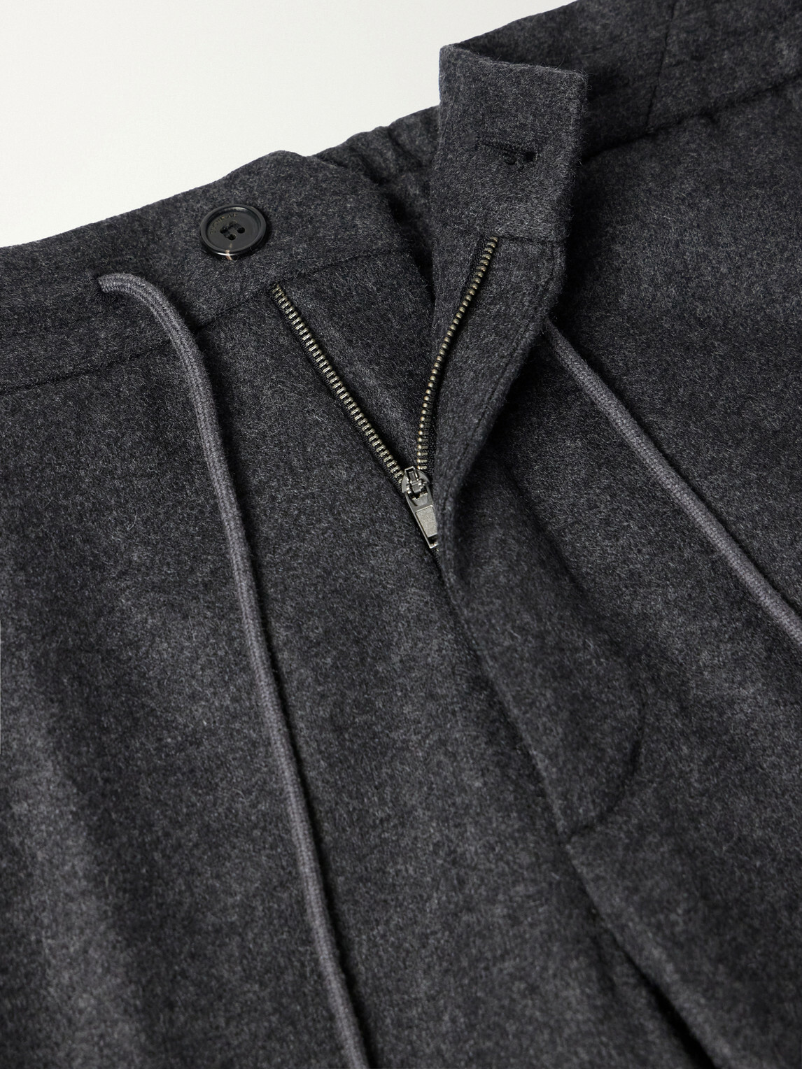 Slowear - Tapered Cashmere-Flannel Drawstring Trousers - Gray