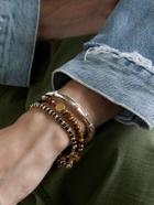 Peyote Bird - Set of Three 14-Karat Gold-Plated, Sterling Silver and Ruby Beaded Bracelets