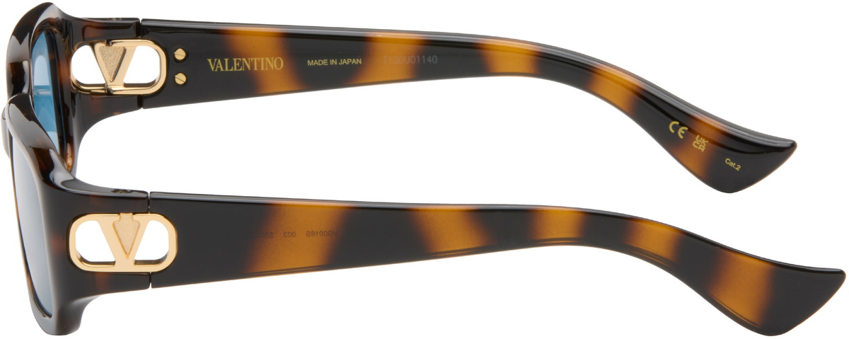 Valentino Brown Rectangular Acetate Sunglasses