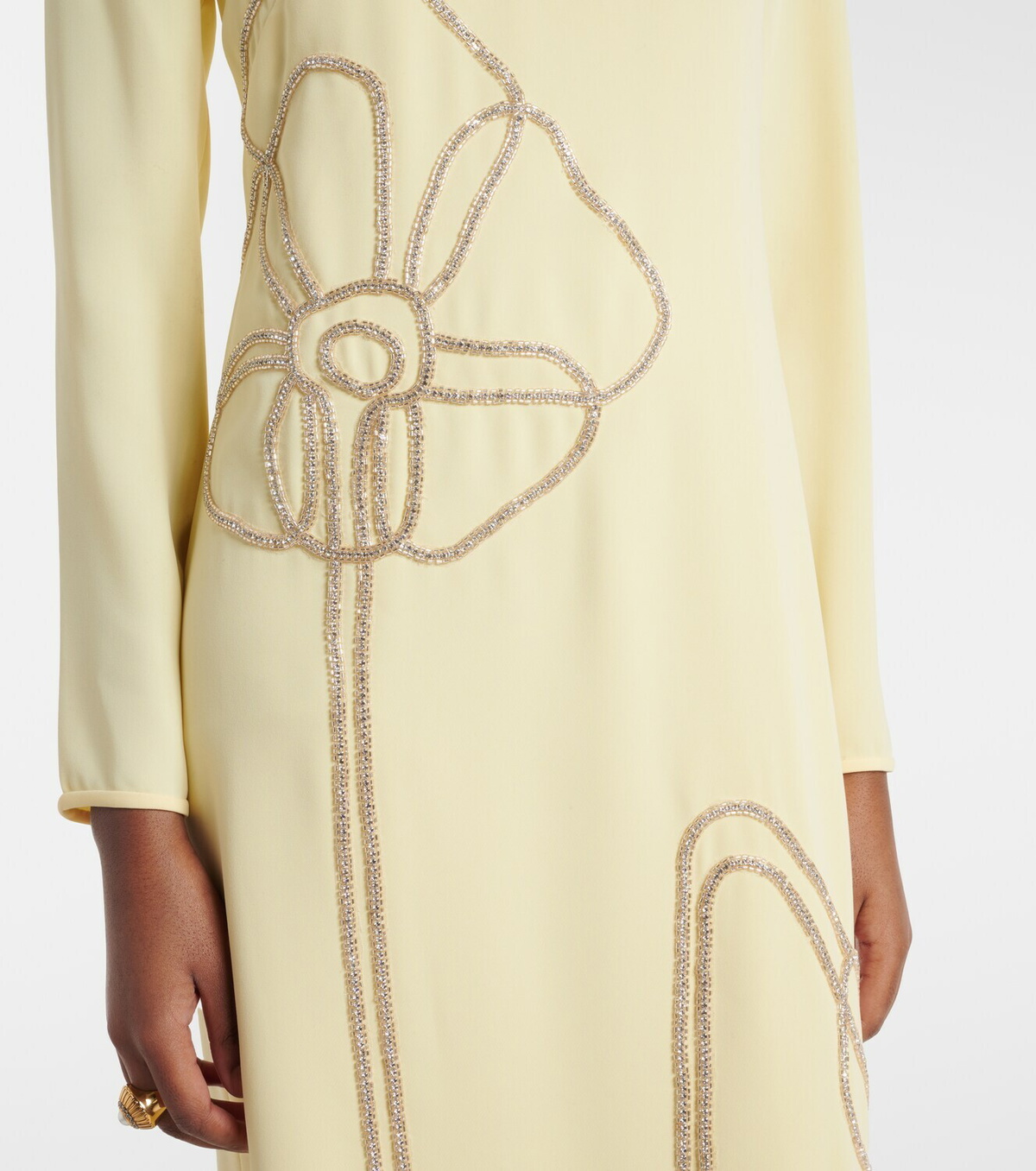 Costarellos Zarie embellished crêpe gown
