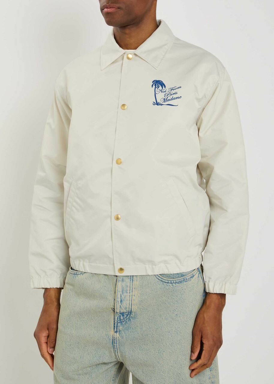 DRÔLE DE Monsieur Veste Slogan Palmier Printed Jacket Off White