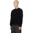 C.P. Company Black Crew Neck Brushed Emerized Diagonal Fleece Sweatshirt