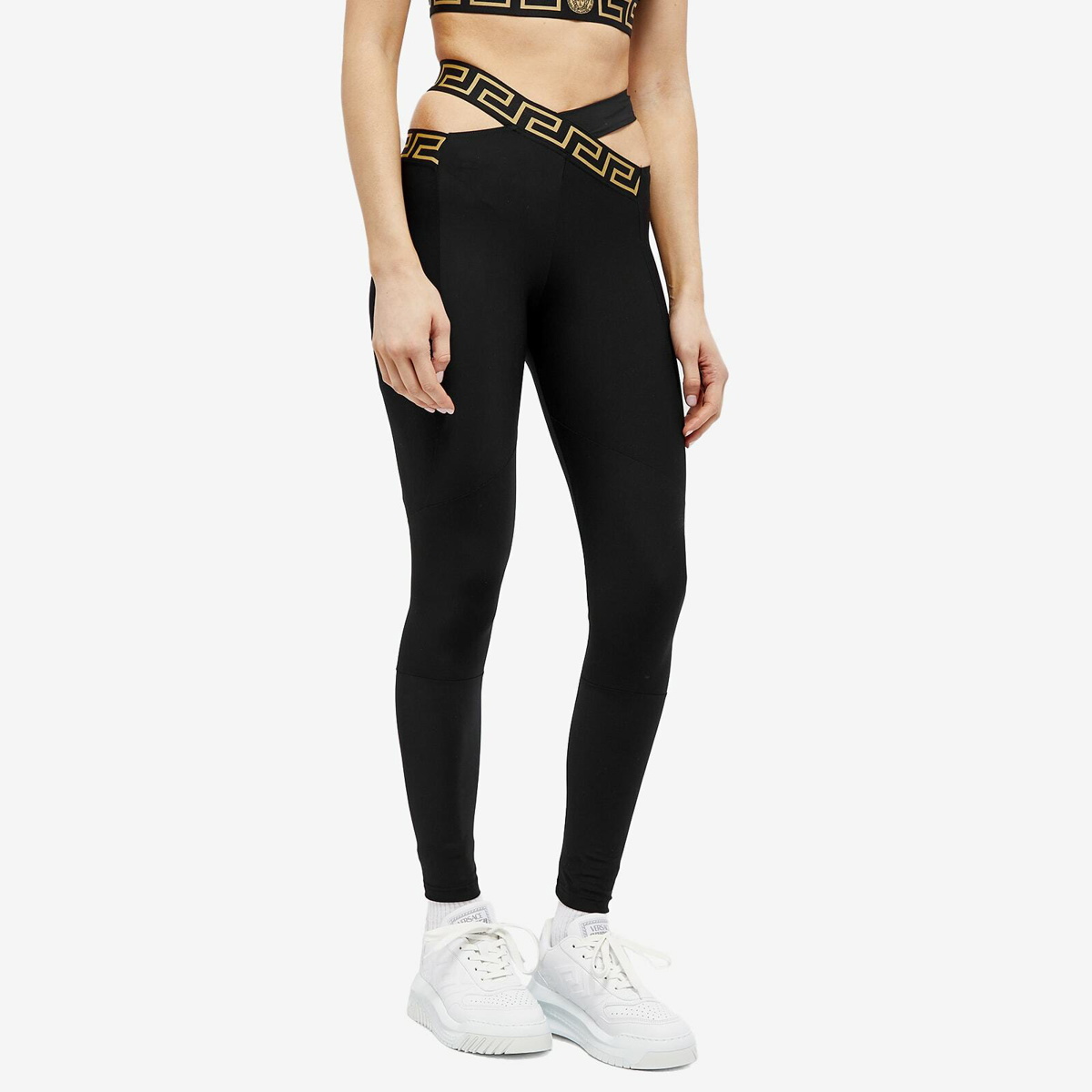 Versace greca detail lycra leggings - black