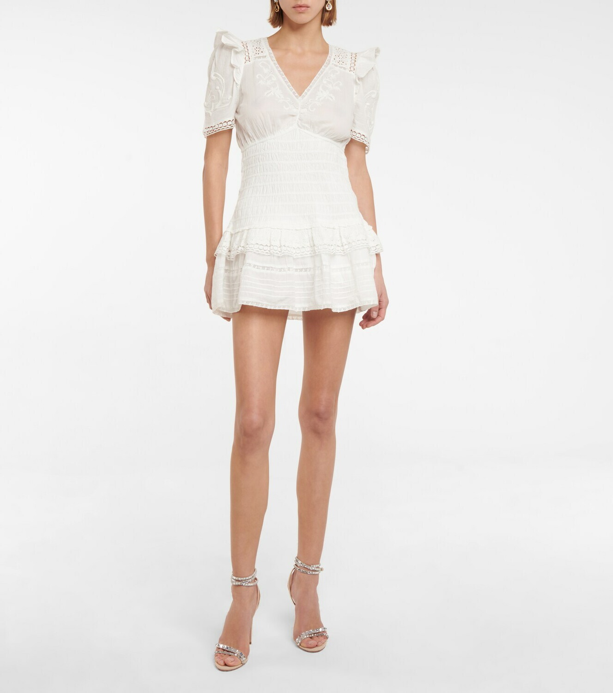 LoveShackFancy Rena embroidered cotton minidress