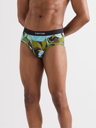 TOM FORD - Floral-Print Stretch-Cotton Briefs - Blue