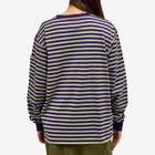 Needles Women's Long Sleeve Stripe Jersey Crew T-Shirt in Purple