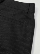 Saturdays NYC - George Straight-Leg Pleated Metallic Pinstriped Herringbone Twill Trousers - Black