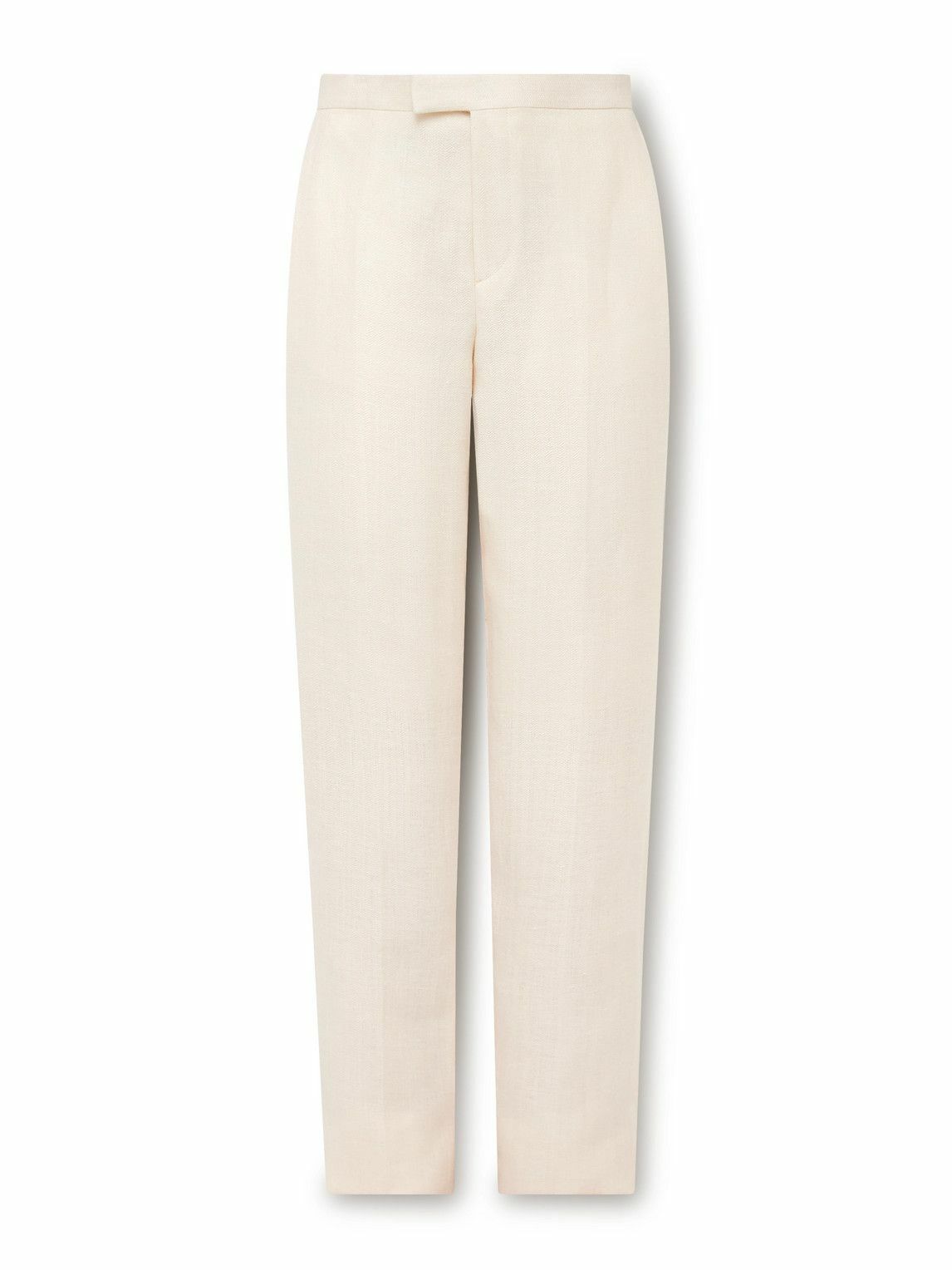 Favourbrook - Slim-Fit Herringbone Linen and Silk-Blend Suit Trousers - Neutrals