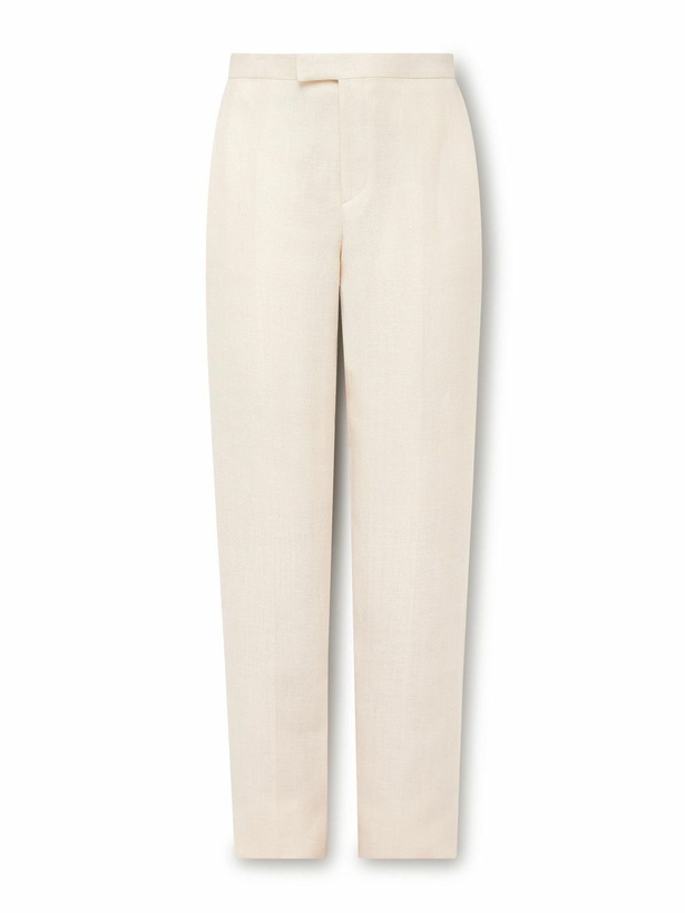 Photo: Favourbrook - Slim-Fit Herringbone Linen and Silk-Blend Suit Trousers - Neutrals