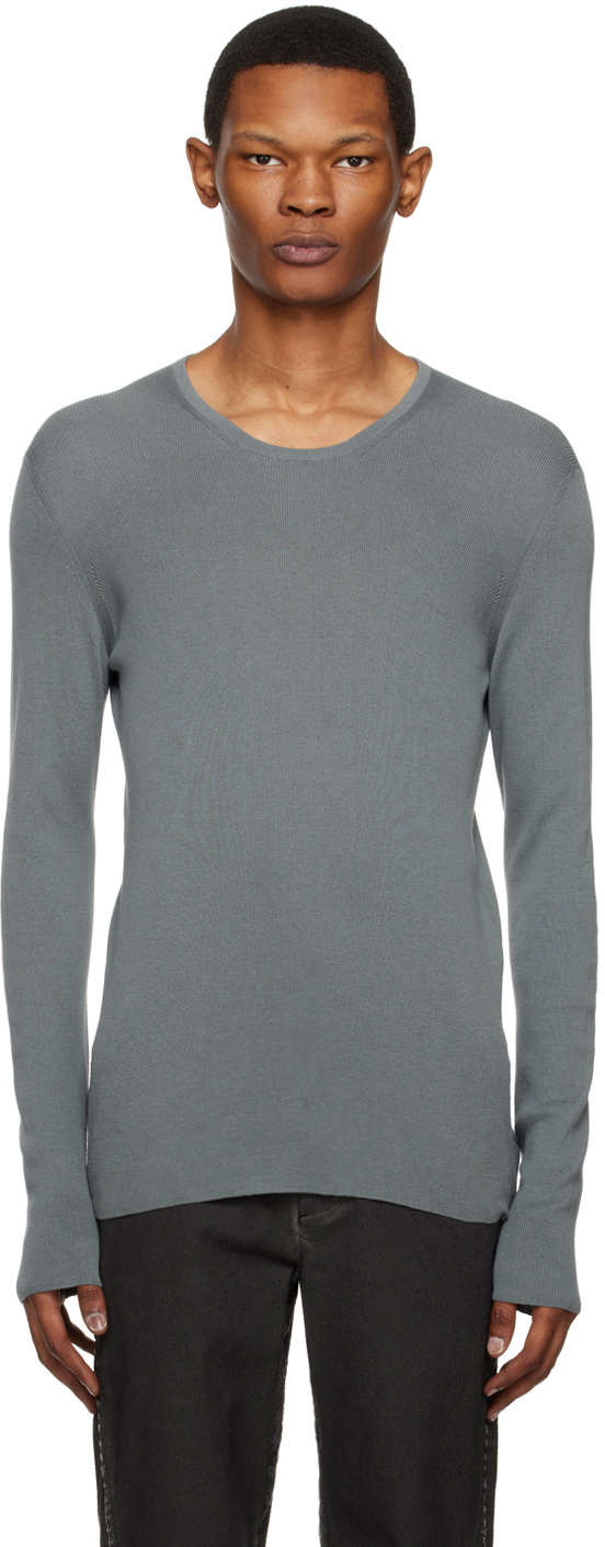 Label Under Construction Blue Ribbed Sweater