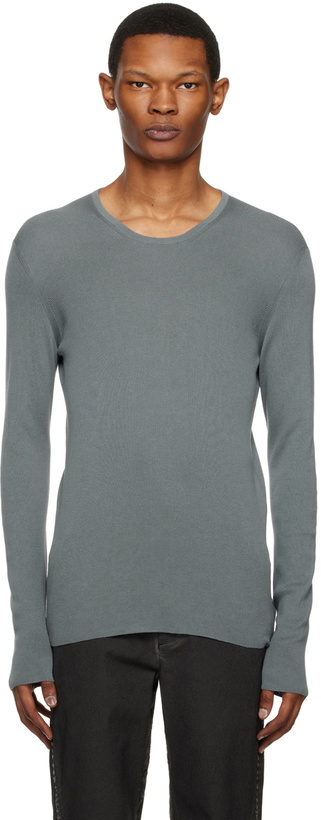 Photo: Label Under Construction Blue Ribbed Sweater