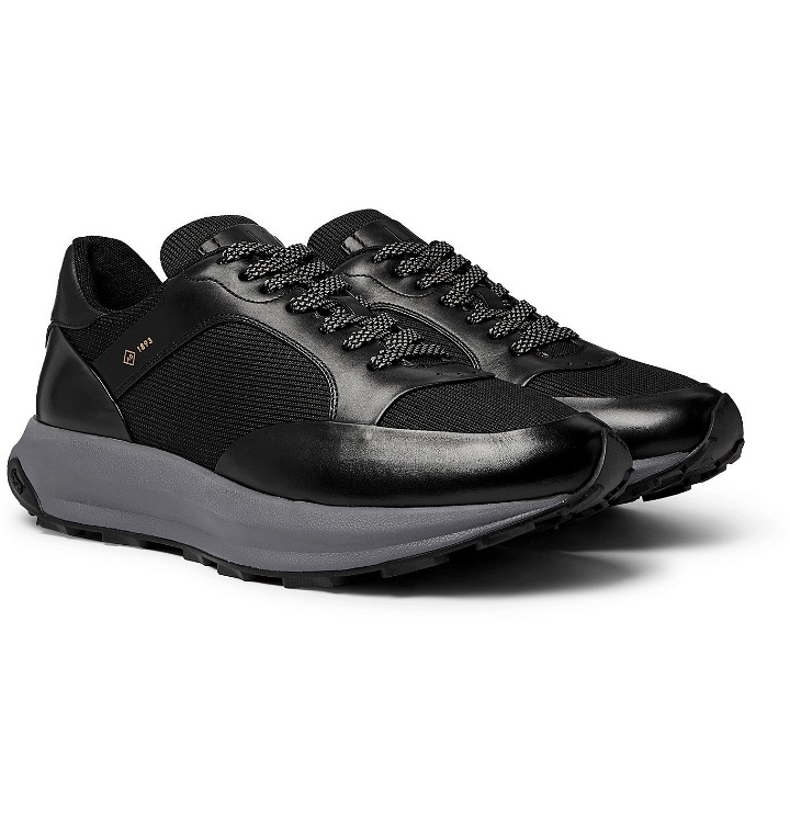 Photo: Dunhill - Aerial Patina Mesh and Leather Sneakers - Black