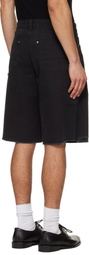 TONYWACK Black Hand Distressed HBT Double Knee Shorts