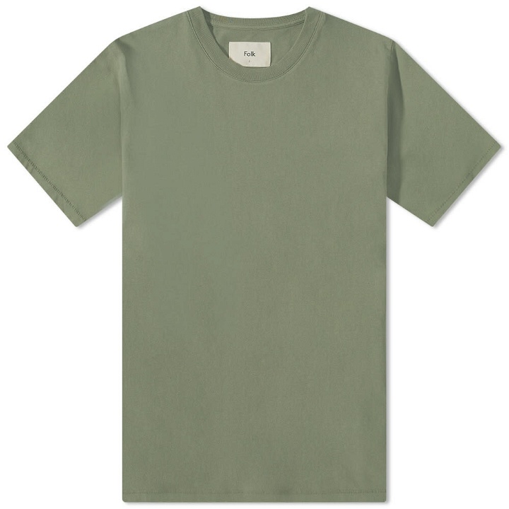 Photo: Folk Men's Contrast Sleeve T-Shirt in Olive