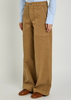 Moncler Wide-leg Canvas Trousers Brown