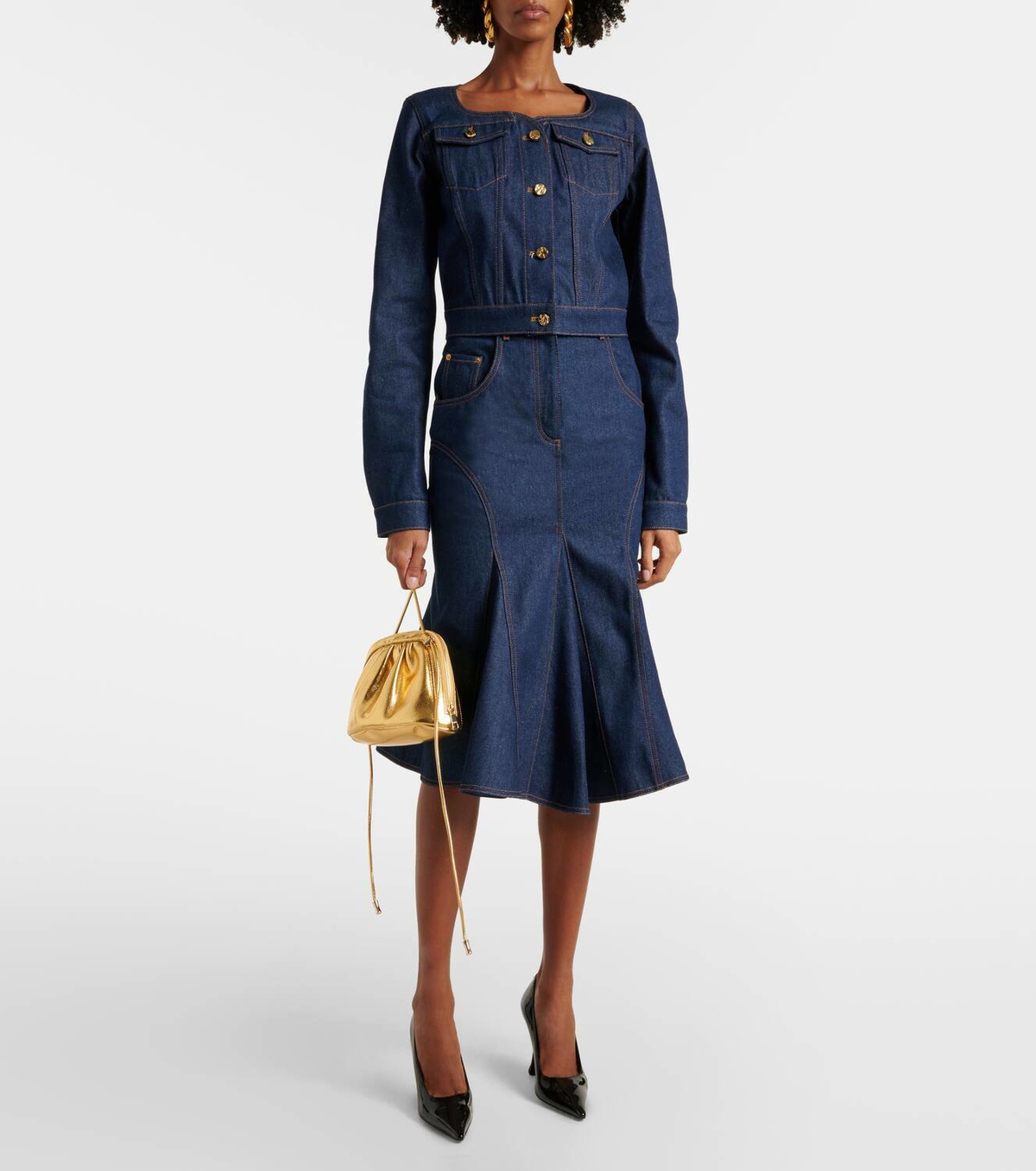 Nina Ricci Denim midi skirt