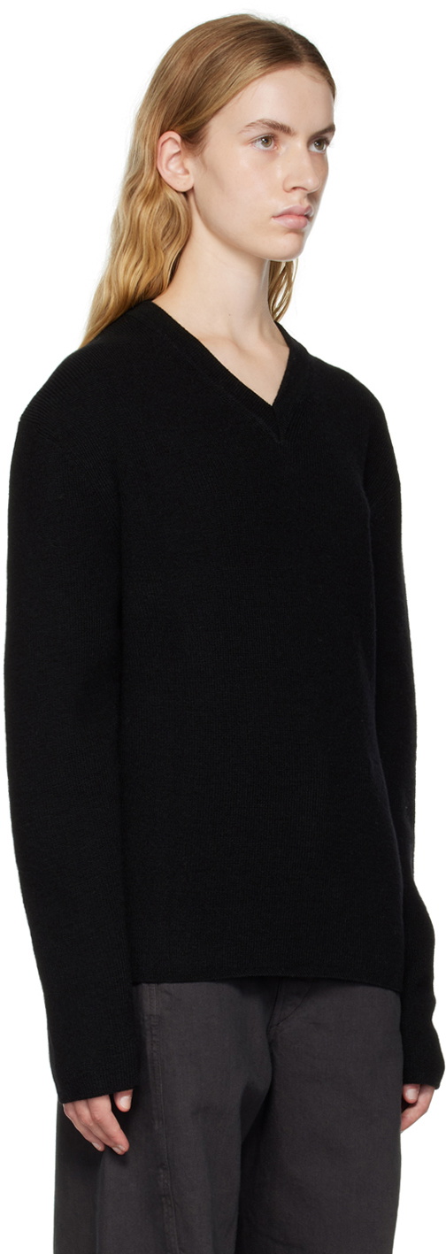 LEMAIRE Black V-Neck Sweater