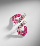 Kamyen 18kt white gold earrings with rubies and diamonds