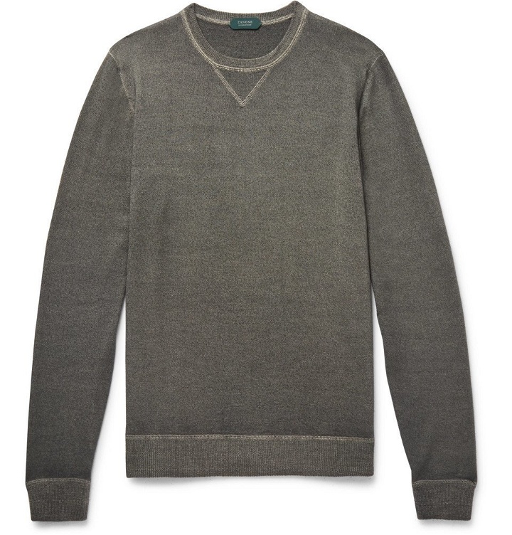 Photo: Incotex - Garment-Dyed Virgin Wool Sweater - Men - Charcoal