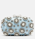Self-Portrait Crystal-embellished satin clutch