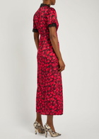 Never Fully Dressed Lyla Cherry-print Lace and Satin Midi Dress Black Red