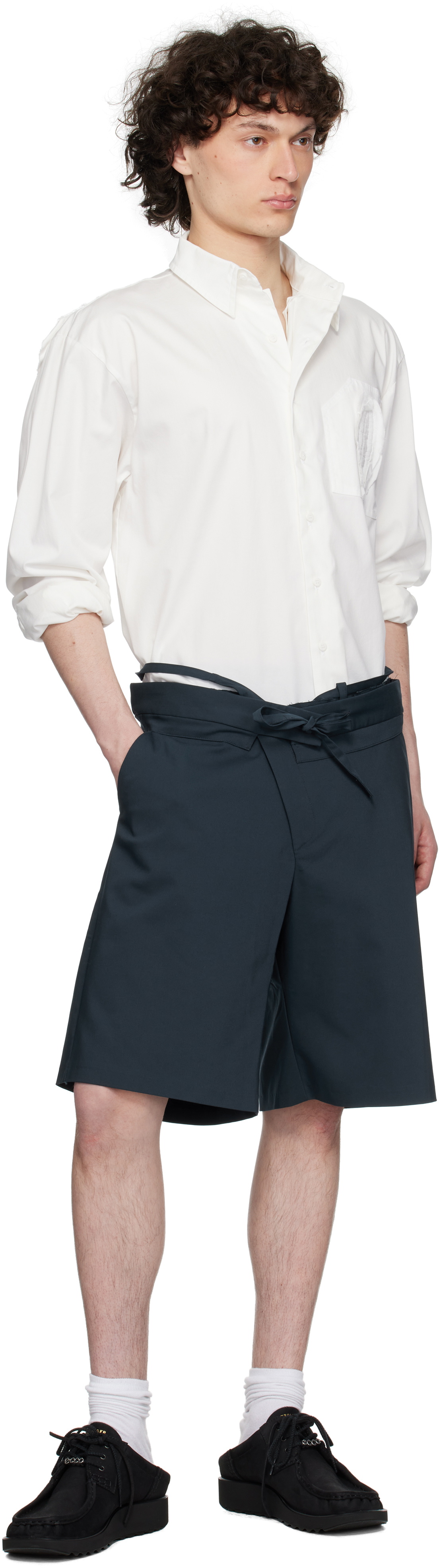 Ottolinger Navy Double Fold Suit Shorts