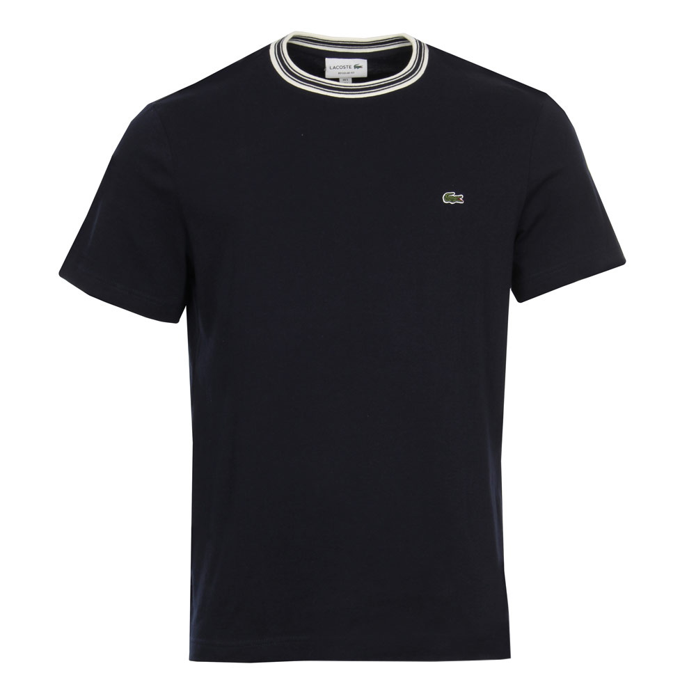 T-Shirt - Stripe Neck Navy Lacoste