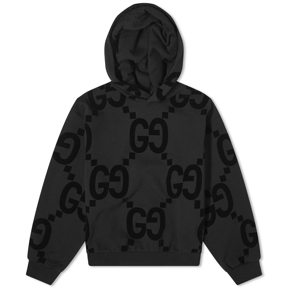 Photo: Gucci Men's Jumbo GG Flocked Hoodie in Black