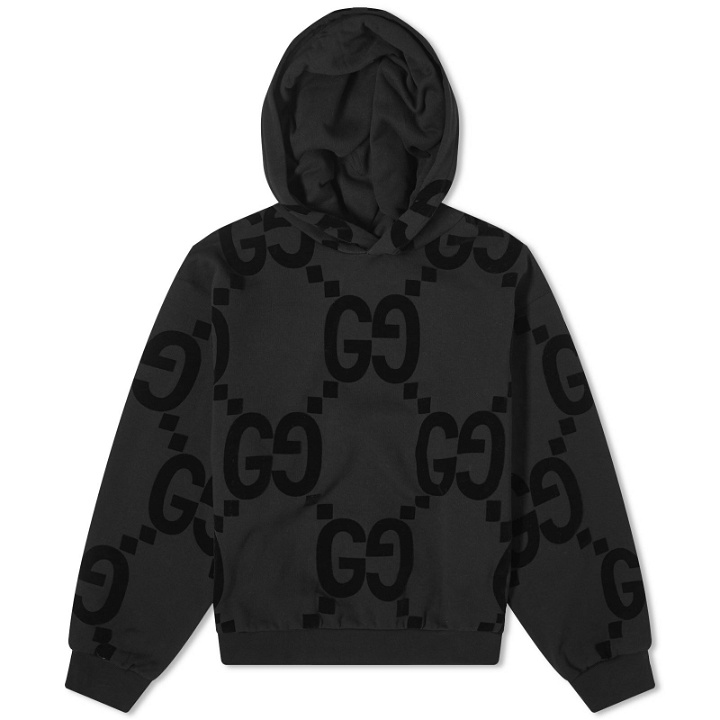 Photo: Gucci Men's Jumbo GG Flocked Hoodie in Black