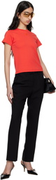 McQueen Red Embroidered Skull T-shirt