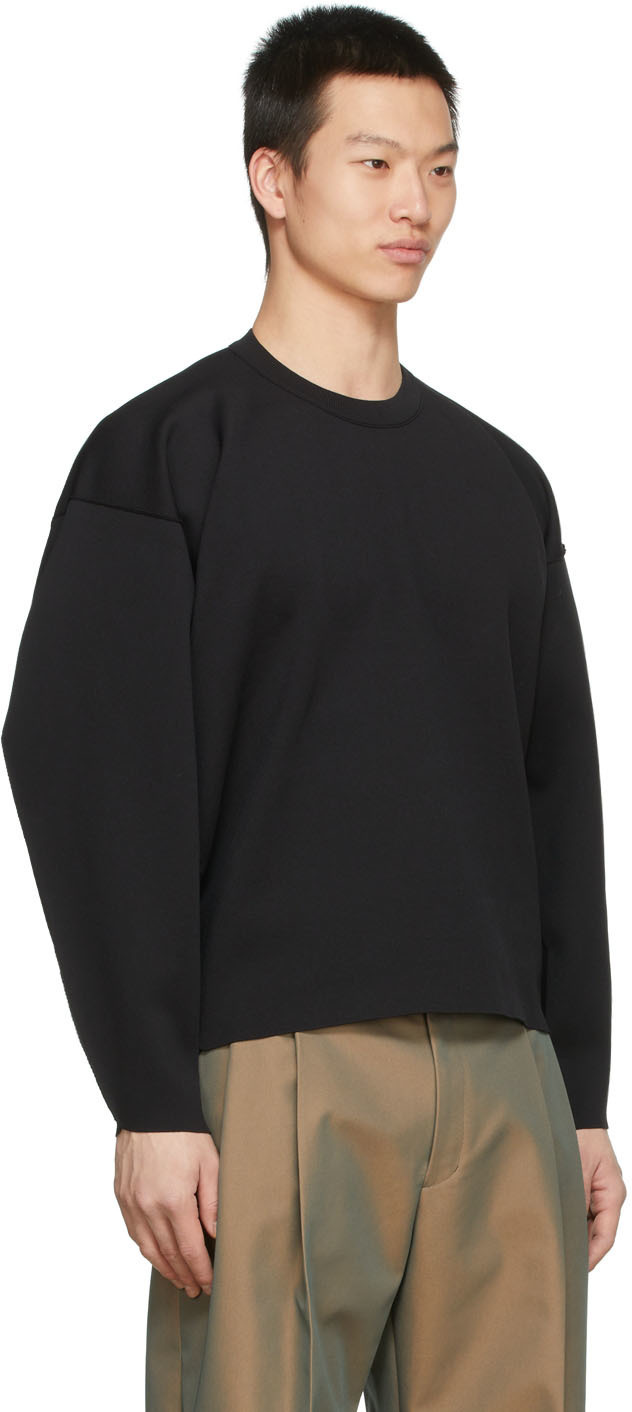 rito structure Black Oversized Round Neck Sweatshirt rito structure