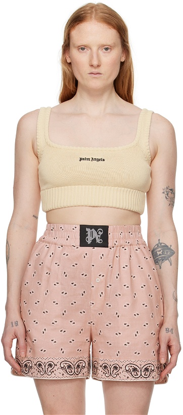 Photo: Palm Angels Off-White Cropped Tank Top
