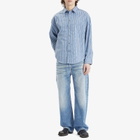 AMI Paris Men's Boxy Fit Stripe Shirt in Blue Note/White/Navy