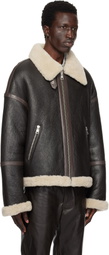 AMI Paris Brown Shearling Zip Jacket
