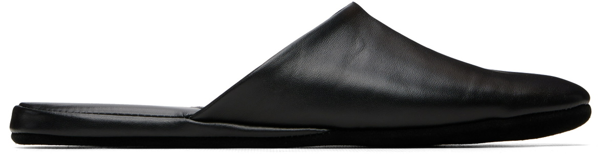 BOSS Black Leather Slippers
