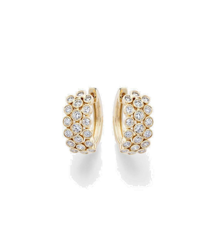 Photo: Anita Ko 3 Row 18kt gold hoop earrings with diamonds