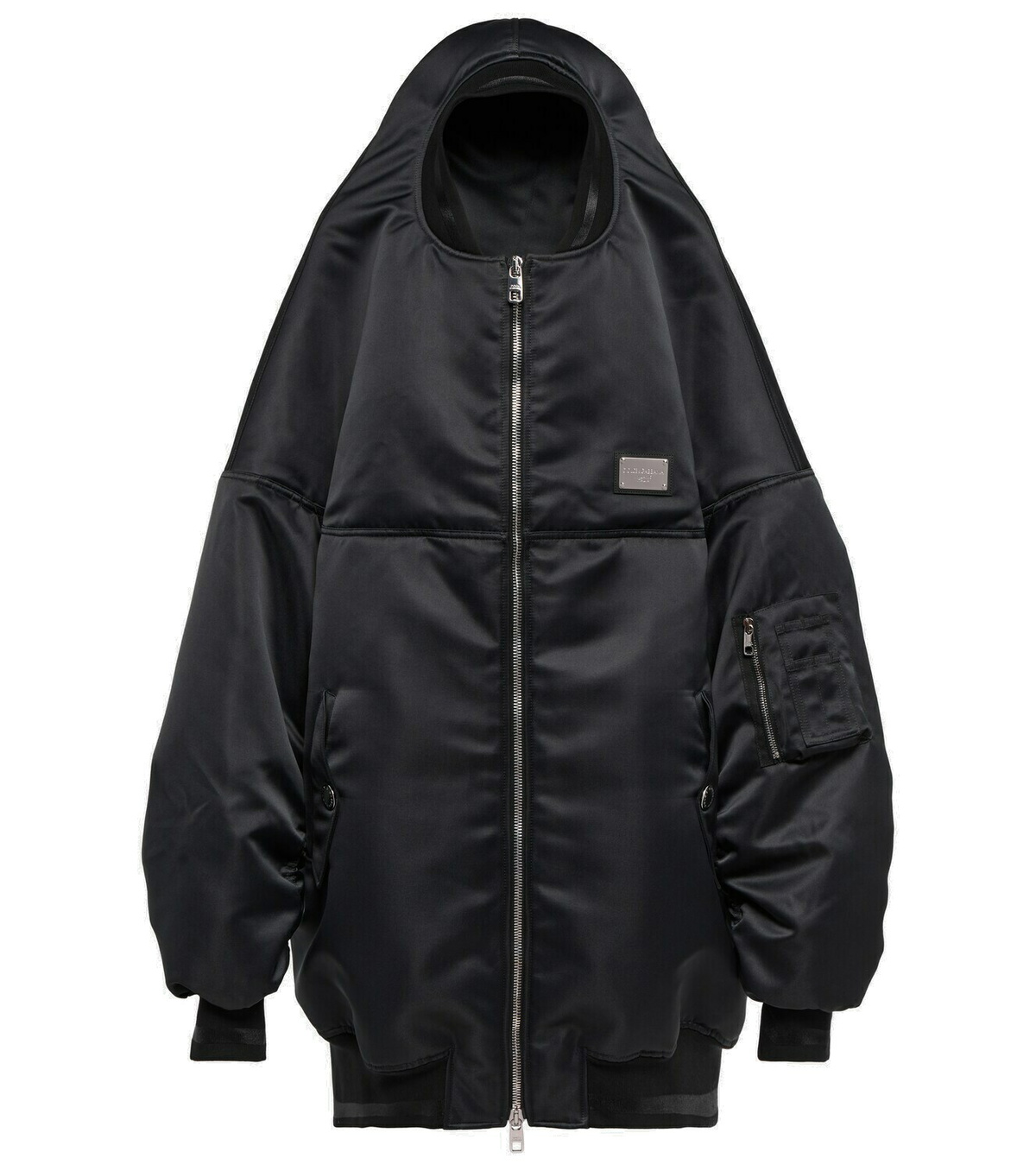 Nylon bomber jacket with DG logo patch in Black for Women