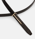 Tom Ford T croc-effect leather belt