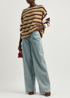 Stine Goya Striped Brushed-knit Jumper Brown