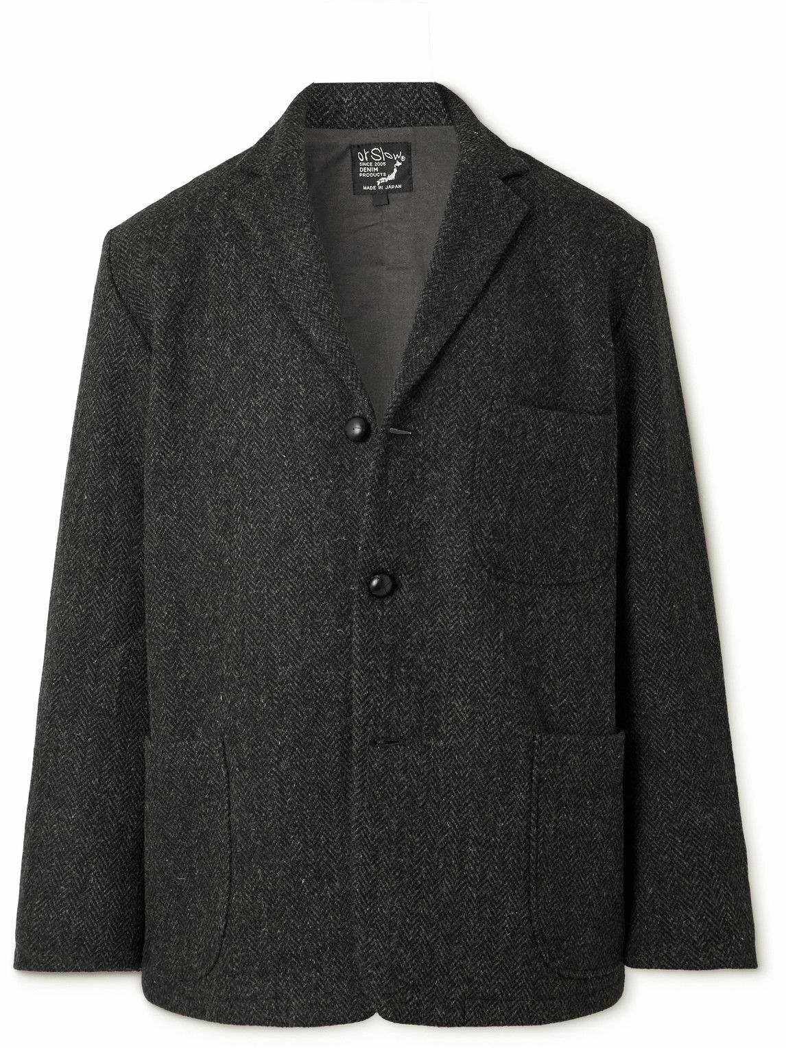 OrSlow - Herringbone Wool Harris Tweed Blazer - Black