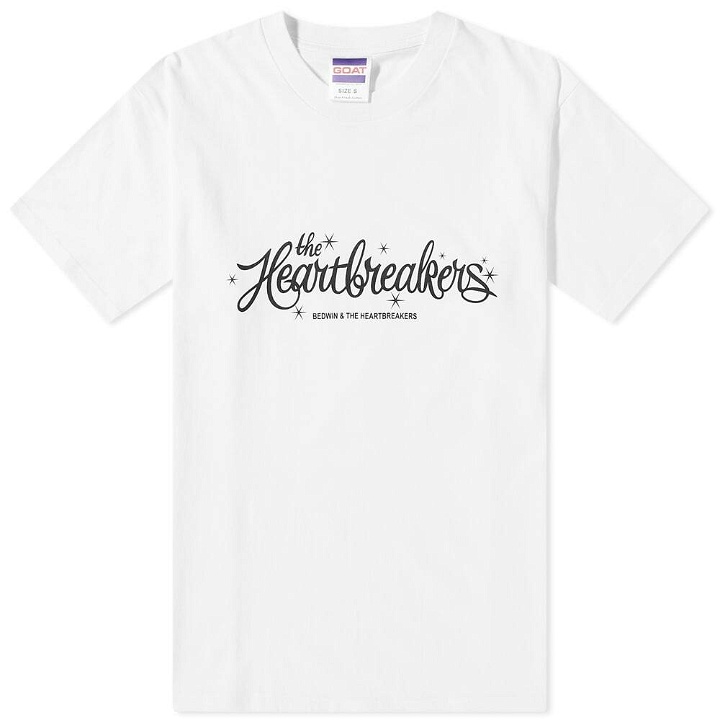 Photo: Bedwin & The Heartbreakers Men's Jared Script Logo T-Shirt in White