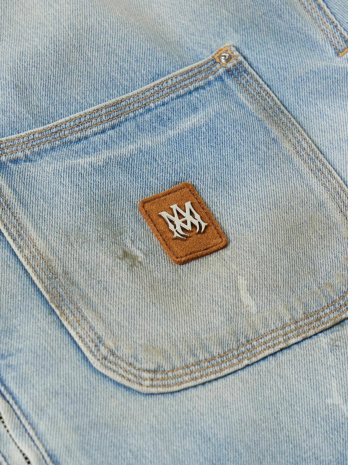 AMIRI - Logo-Appliquéd Distressed Denim Jacket - Blue