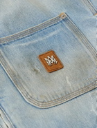 AMIRI - Logo-Appliquéd Distressed Denim Jacket - Blue