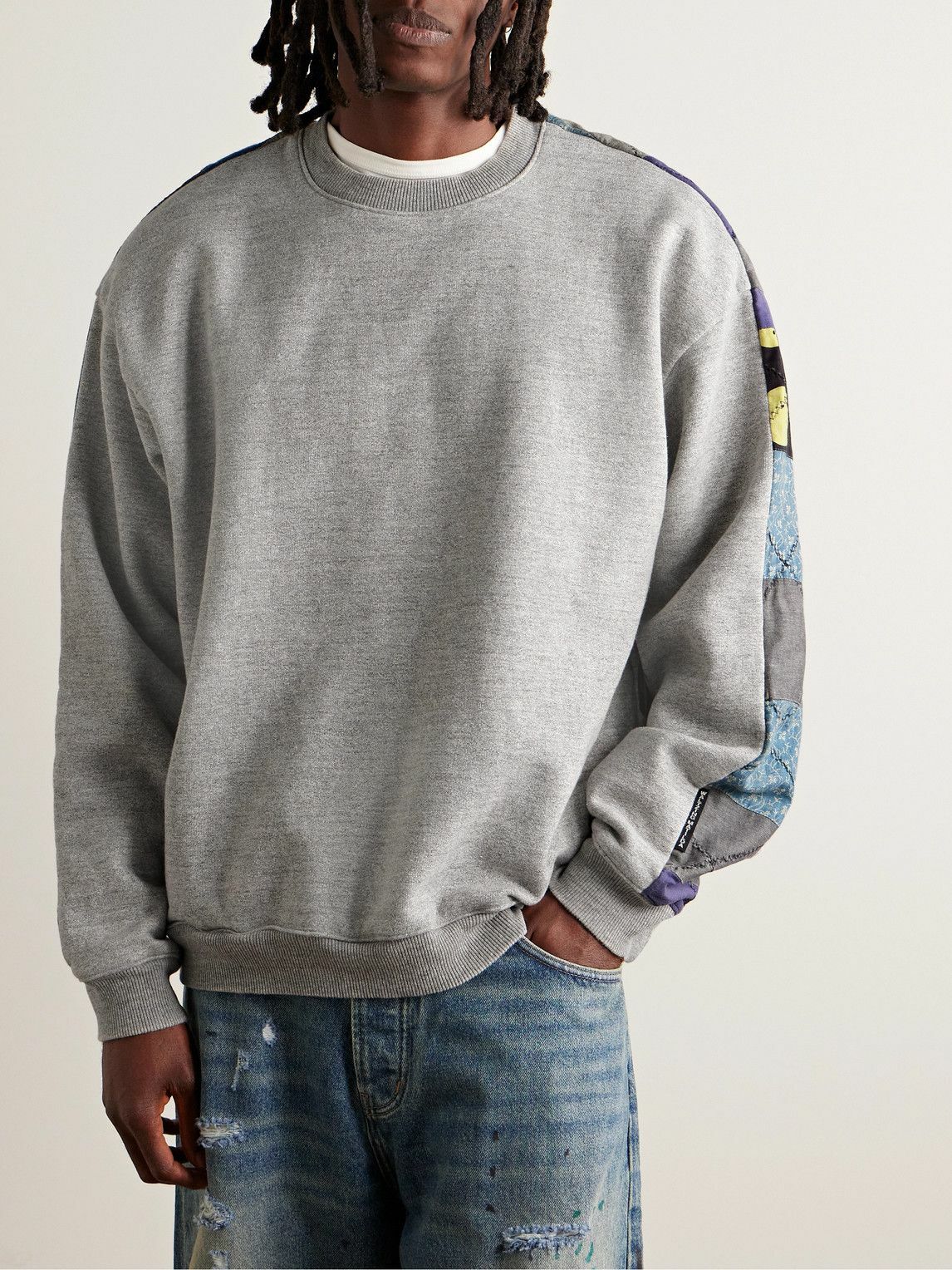 kapital スエットパ―カ― KAPITAL - Boro Distressed Patchwork Cotton and Linen-Blend
