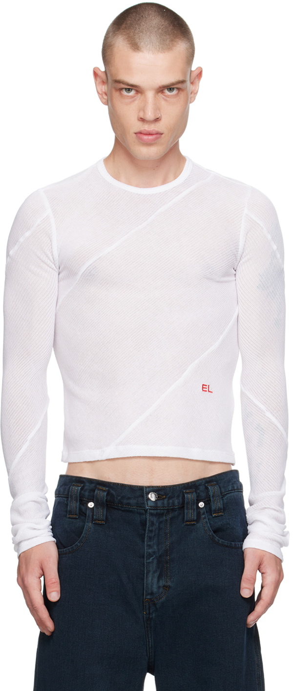 Eckhaus Latta White Spiral Long Sleeve T-Shirt Eckhaus Latta