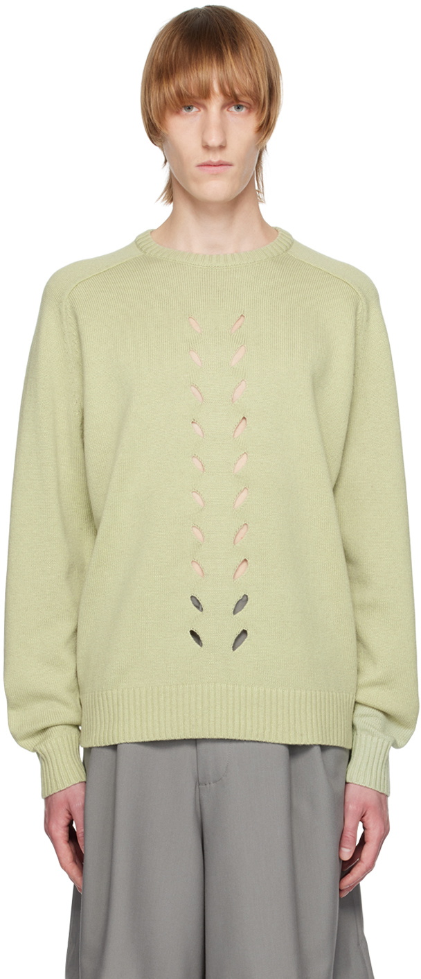 Insatiable High SSENSE Exclusive Green Sesame Vox Sweater