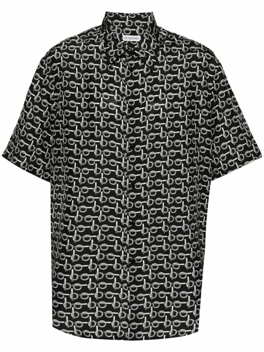 Burberry Black B-Print Silk Shirt