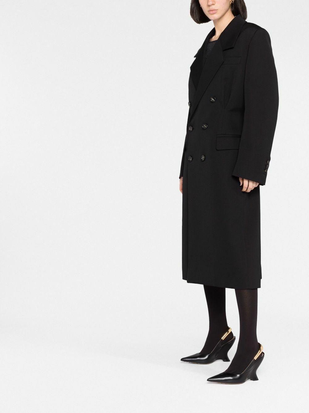 Bottega Veneta Black Double-Breasted Wool Coat Bottega Veneta Bottega Veneta Black Double-Breasted Wool Coat Bottega Veneta