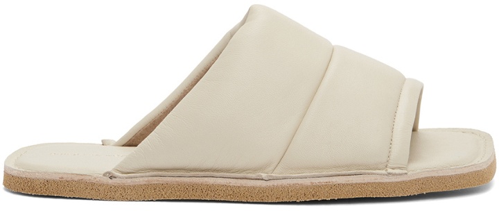 Photo: Dries Van Noten Off-White Leather Slip-On Sandals